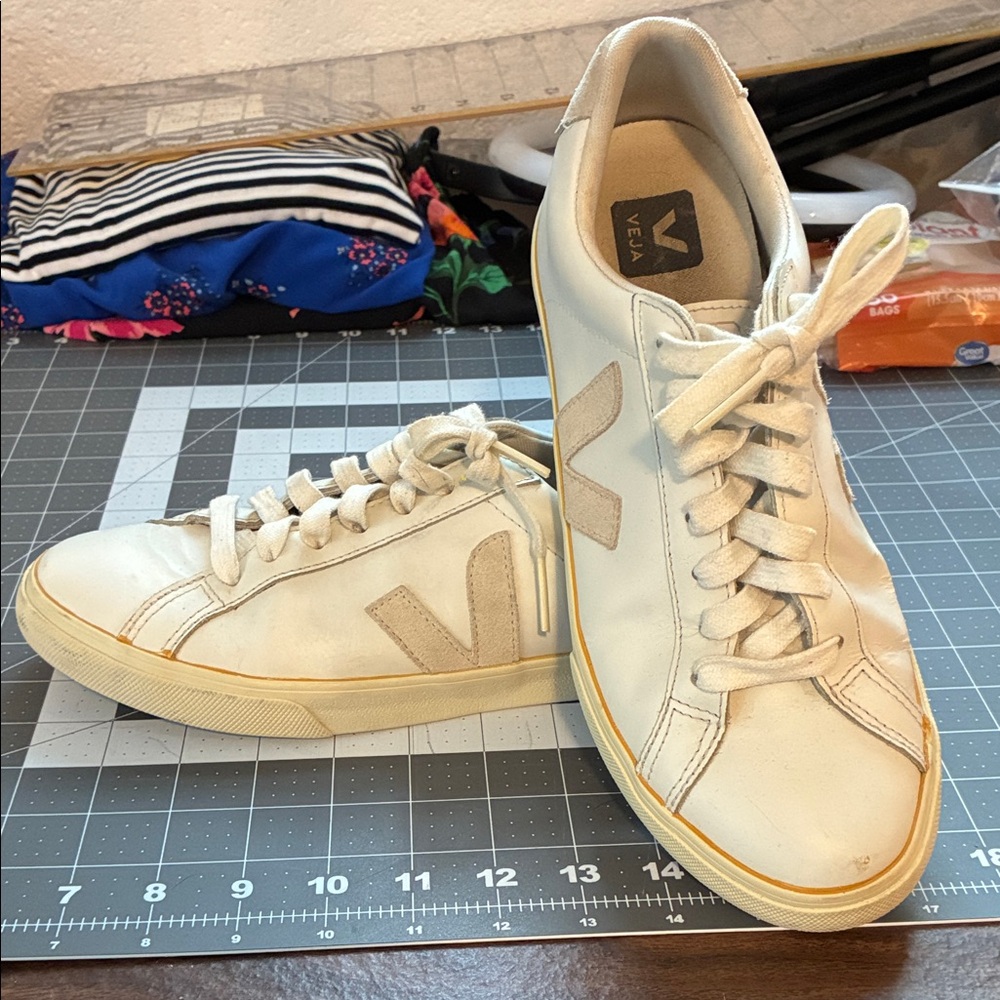 Veja Cream and Tan Sneakers